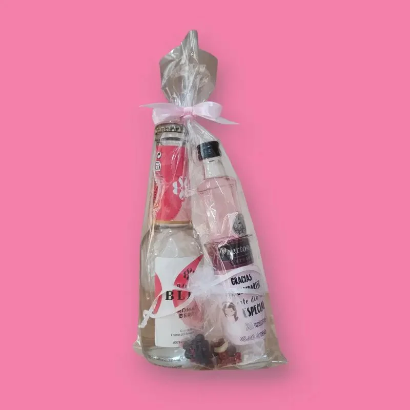 Kit Gin Tonic rosa con chupito personalizado